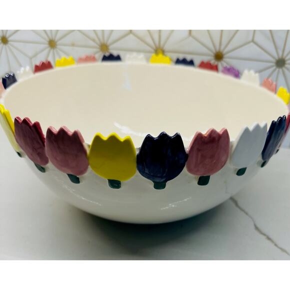 Handcrafted Ceramic Tulip Bowl – Misericordia Heart of Mercy – 9” x 4.5” - Picture 2 of 5